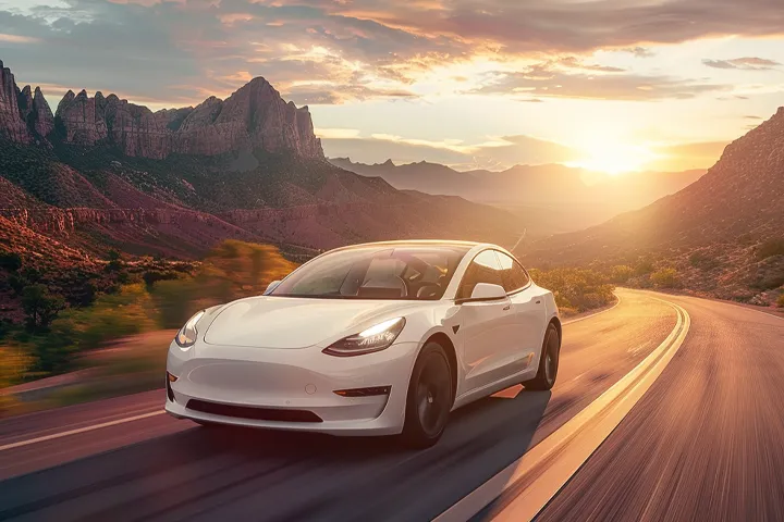 Modern Tesla EV is going to Travel