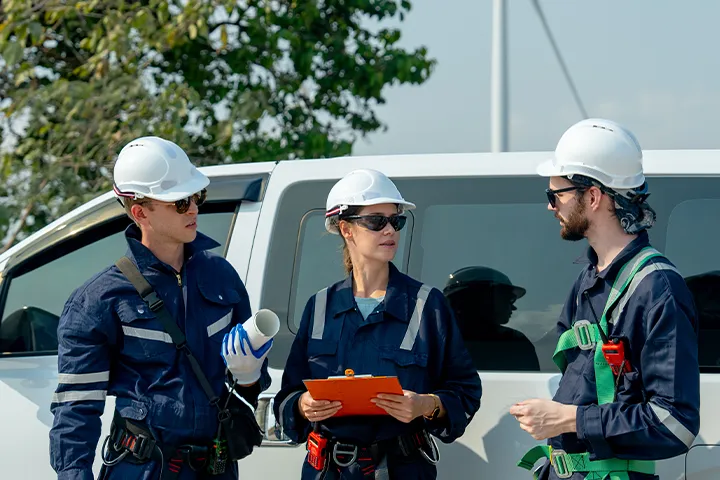 3 Utility providers waiting during their car charging