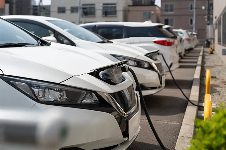 Fleet EV Vehicles are charging by EV Charger infrastructure 